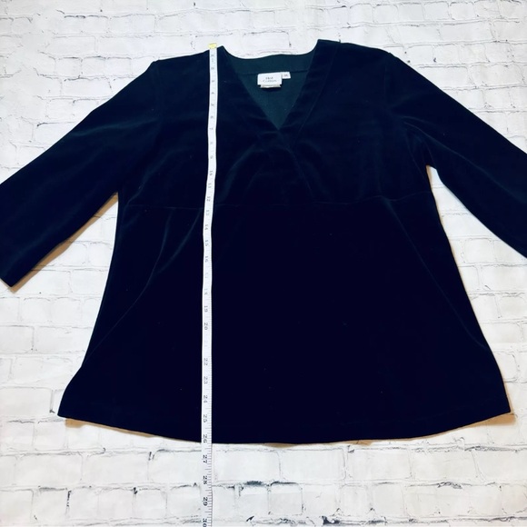 Hot Cotton Women’s Velvet Cotton Blend Top Tunic V Neck Black Size M - Picture 9 of 11